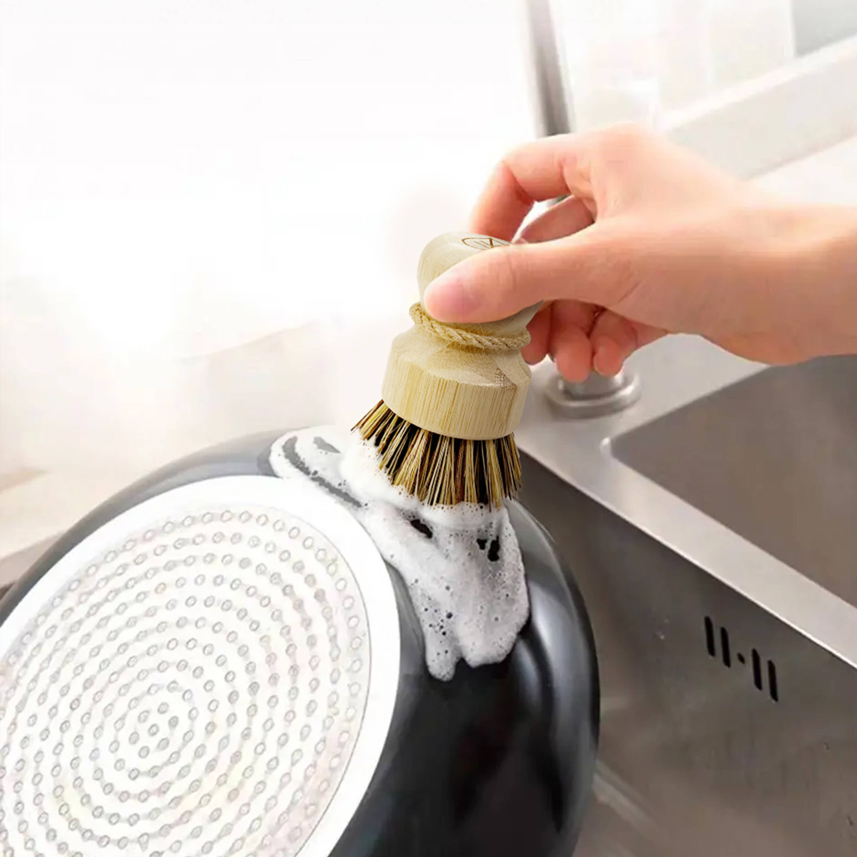 AIRNEX - Wholesale Cleaning Brush - Natural Cleaning Dish Brush Coconut - 1 Pack Bamboo Brush2