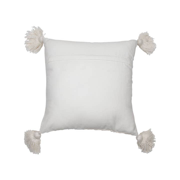 Foreside Home & Garden - Wholesale Throw/Decorative Pillow - SALE - Kira White 18x18 Filled Pillow Tied Chenille Knots2