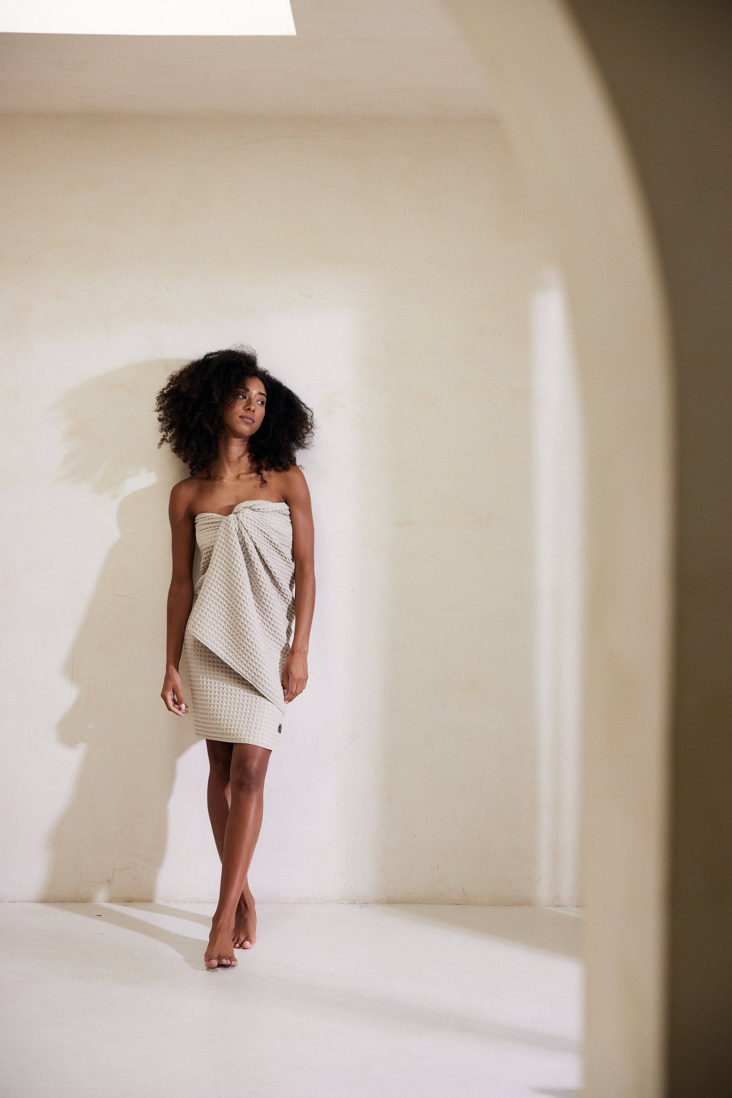 Geometry - Wholesale Badhanddoek - Taupe badhanddoek met wafel1