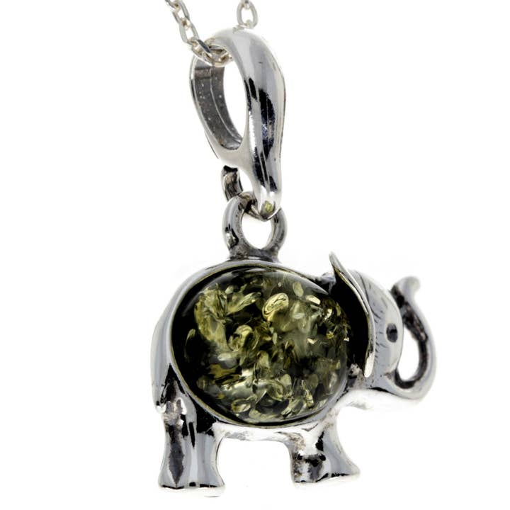 SilverAmber Jewellery – wholesale Individuell berlock/hänge – 925 Sterling Silver & Baltic Amber Elephant hänge - 1904A3
