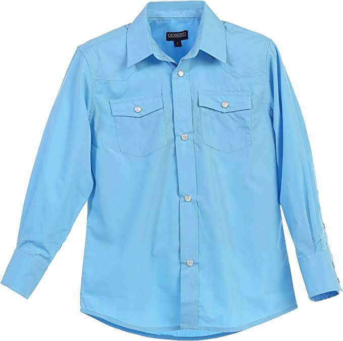 b-one inc - Wholesale Button Down Shirt - Men's - Men's Casual Western Solid Long Sleeve Shirt with Pearl Snaps GB-LS95W4