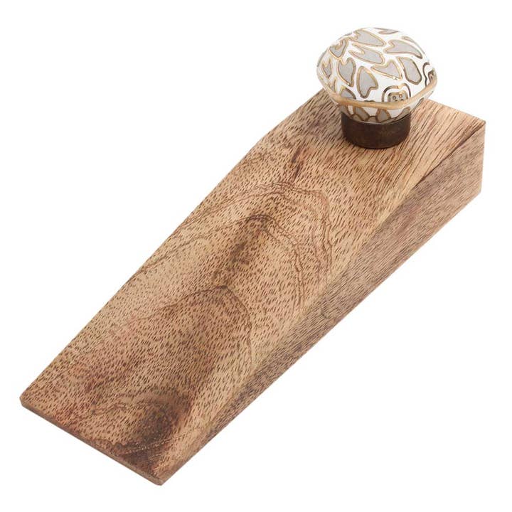 1 Piece Ceramic Wood Hexagon Door Stopper for wholesale by Daana Paani LLC