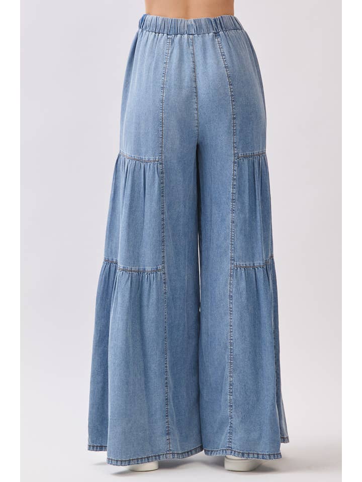 DENIM Chambray Mineral Washed Wide Leg Pants for wholesale on Faire10