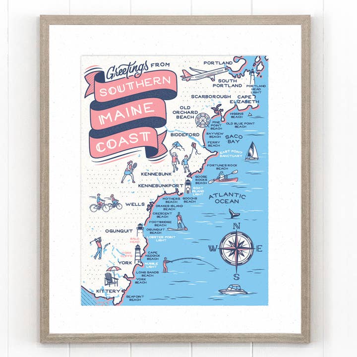 Southern Maine Coast Map for wholesale by Casey Circle