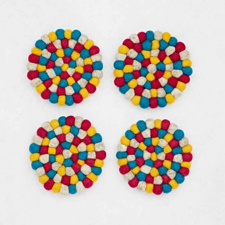 The Paper High Gift Company Limited – wholesale Coasters – Handmade Felt Ball Coasters - Natural