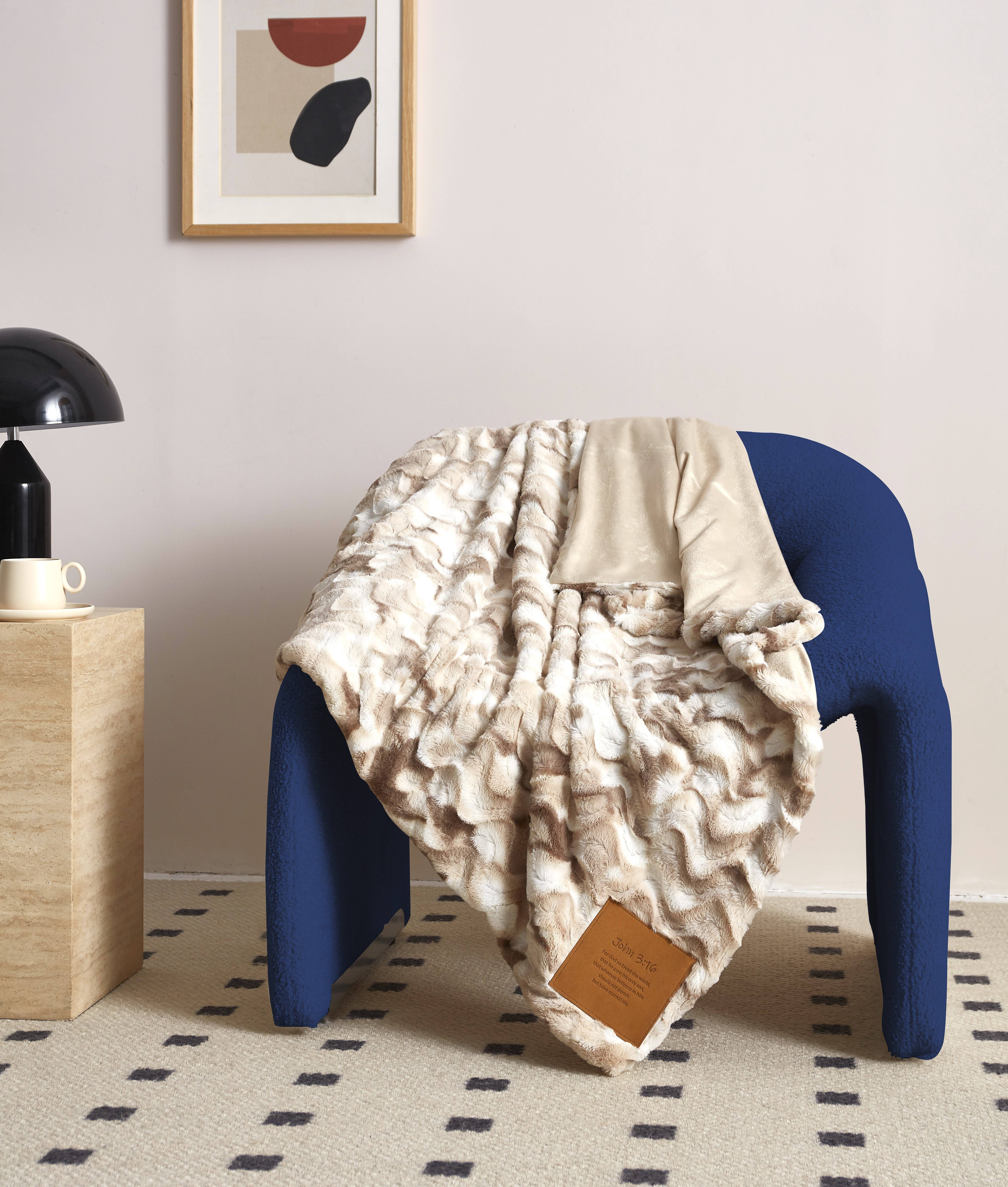 Duke Imports - Wholesale Throw Blanket - "For God So Loved the World" 1-Ply Faux Fur Patch Throw2