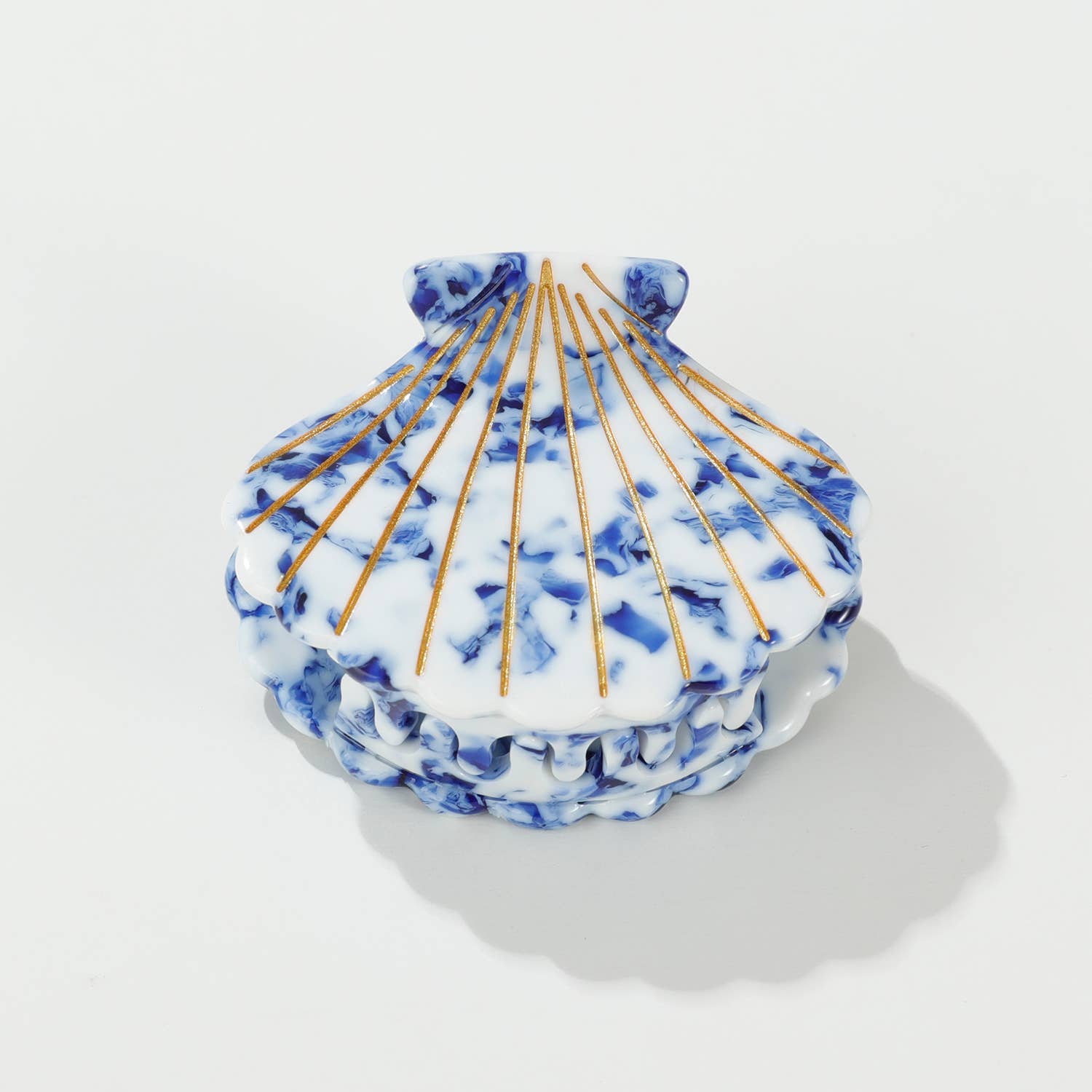 Adorro - Wholesale Hair Clip - Women's - Coastal Blue Seashell | Gold Painted Seashell Claw Clip5