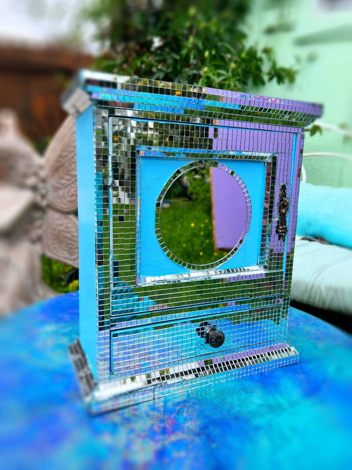 Caja de almacenamiento grande Cool Blue Disco Mosaic para venta al por mayor de Aurafy