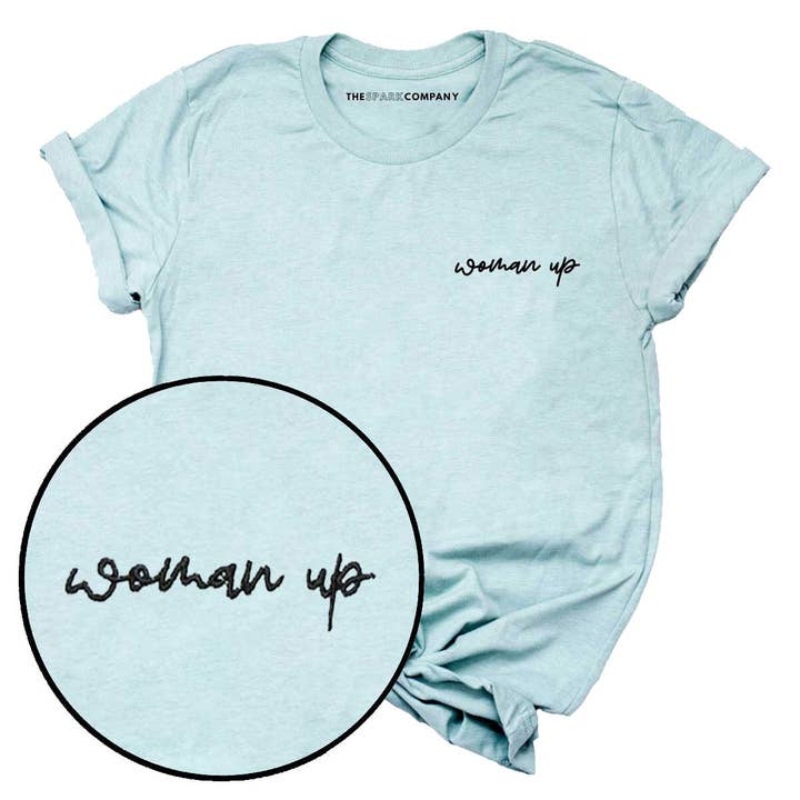 Woman Up Embroidery Detail T-Shirt for wholesale by The Spark Company