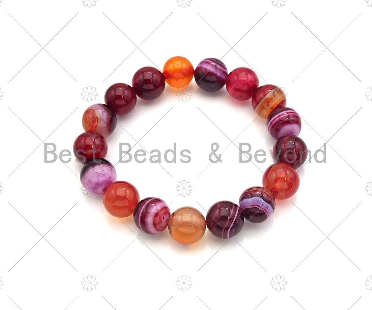 BestBeads&Beyond - Vente Bracelet de perles - Bracelet extensible en agate rouge naturelle, Sku #EF241