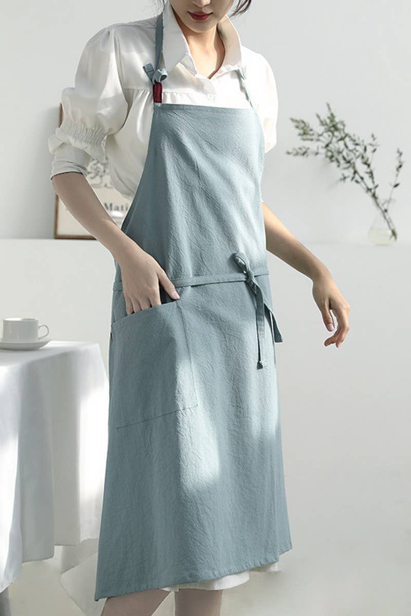 NINEXIS - Wholesale Apron - CWAB3991_COTTON AND LINEN SOLID COLOR ANTI-FOULING APRON4