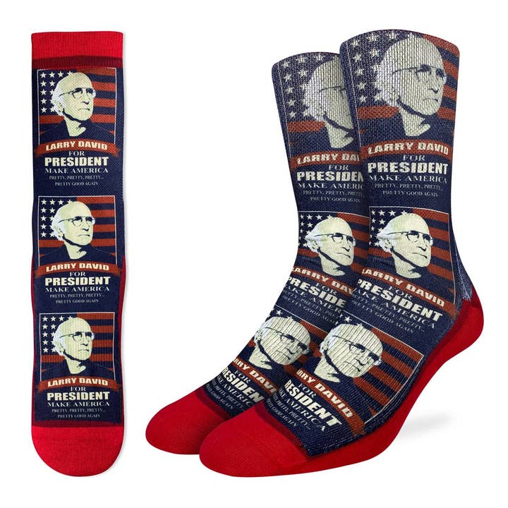 Men's Larry David for President Socks for wholesale by Good Luck Sock