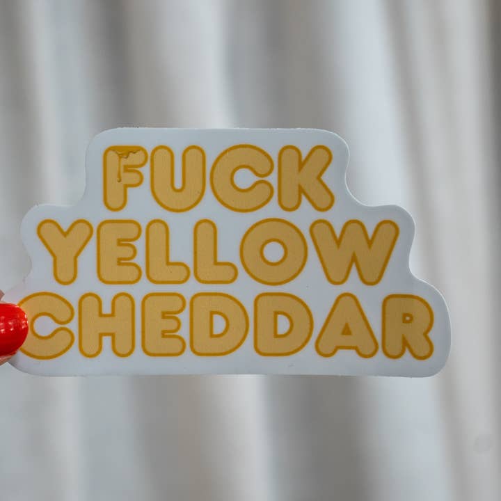 Fuck gele Cheddar-sticker voor wholesale door Sellado con Cera