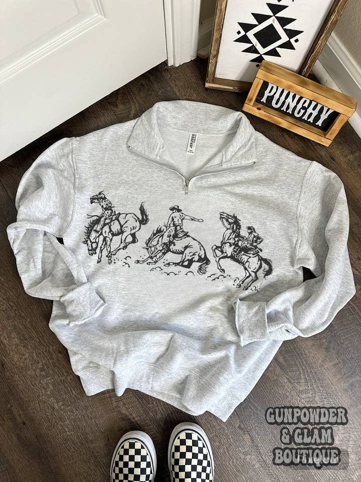 Cowboy Buds Quarter Zip for wholesale by Gunpowder and Glam Boutique