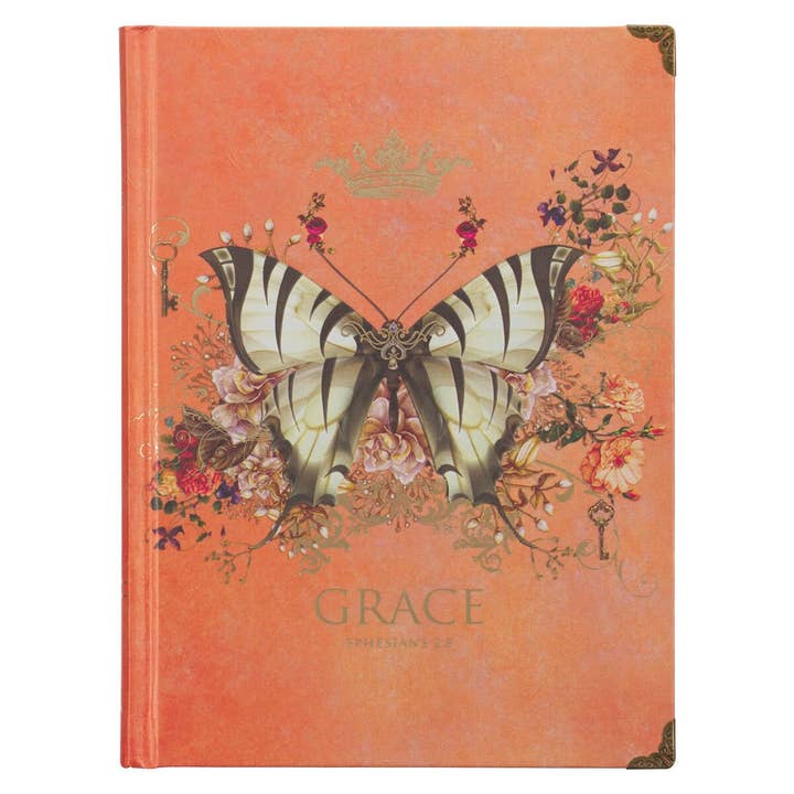 Journal Hardcover Orange Butterfly Grace Eph. 2:8 for wholesale by Christian Art Gifts