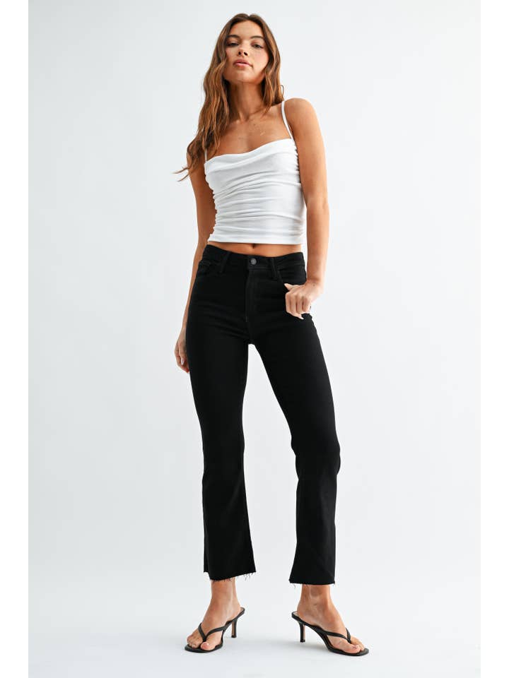 JUST BLACK DENIM - Wholesale Jeans - Women's - BP370J-A - BLACK - HR Tonal Crop Flare1