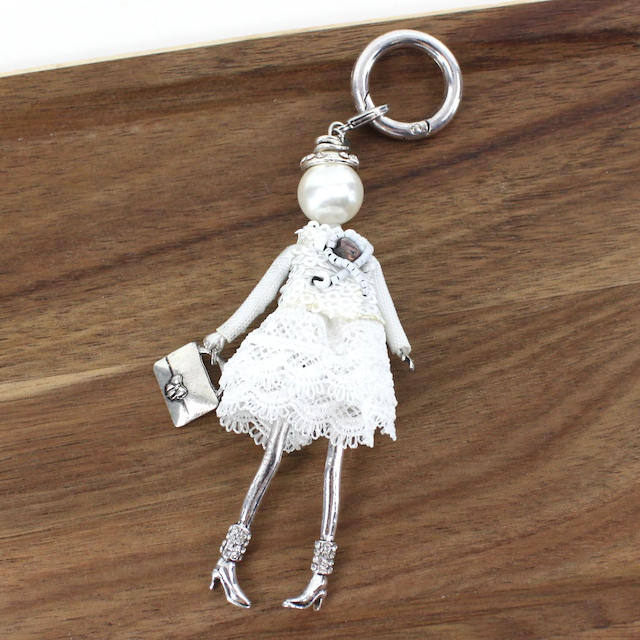 Pretty Persuasions - Wholesale Keychain - Women's - B24127 Stone Adorned French Doll Stainless Steel Keychain8