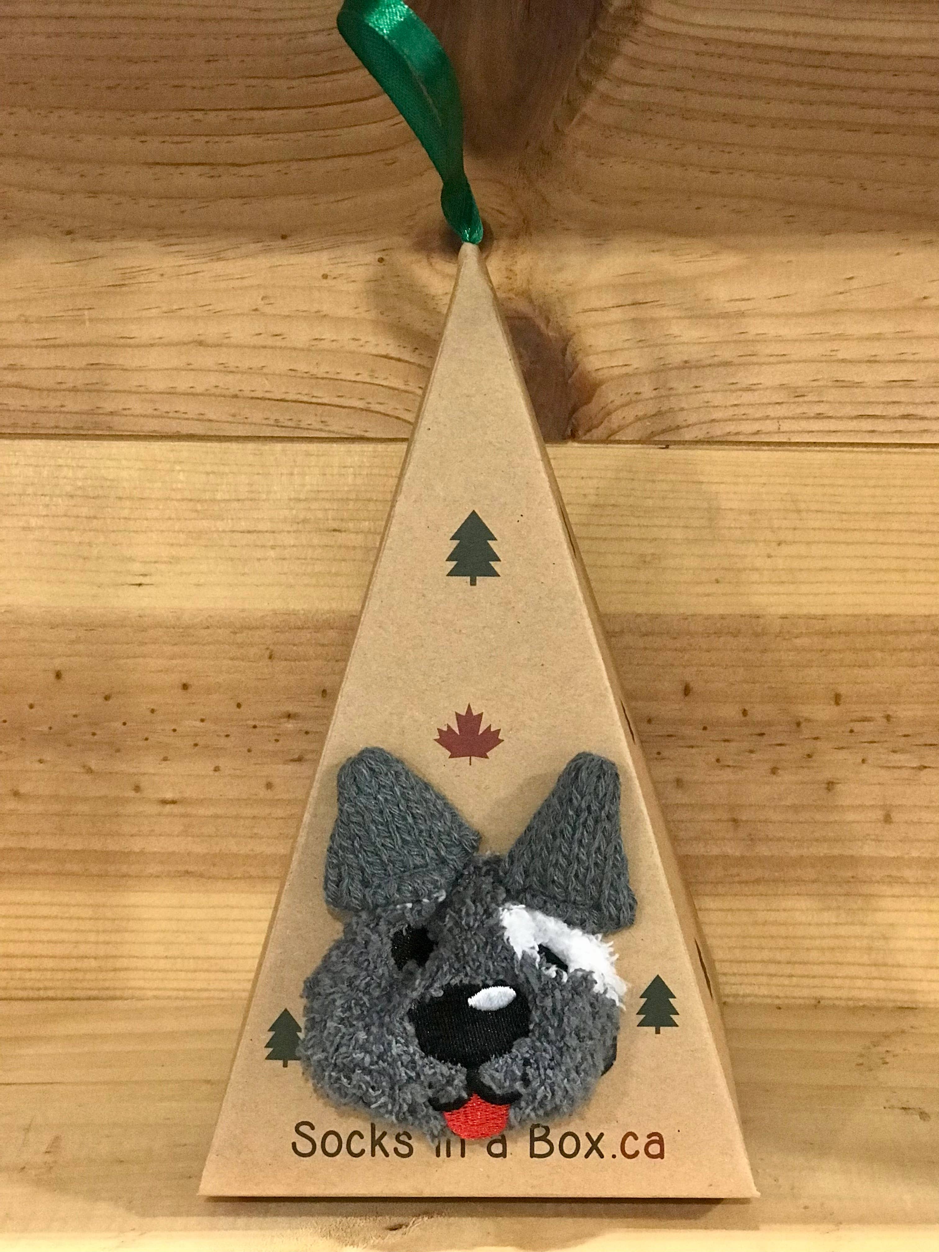 Socks In A Box - Vente Chaussettes – unisexe - Chaussettes pour chiots grises dans une boîte1