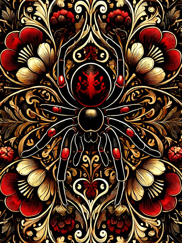 Vintage Art Nouveau Sort Enke Edderkop - Insekt Vægkunsttryk – 8″x10″ Kunstværk til 11″x14″ Ramme for engroshandel hos Mowbi