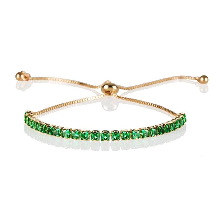 Bracelet en or ajustable pour femme avec pierres vertes pour la vente par Namana