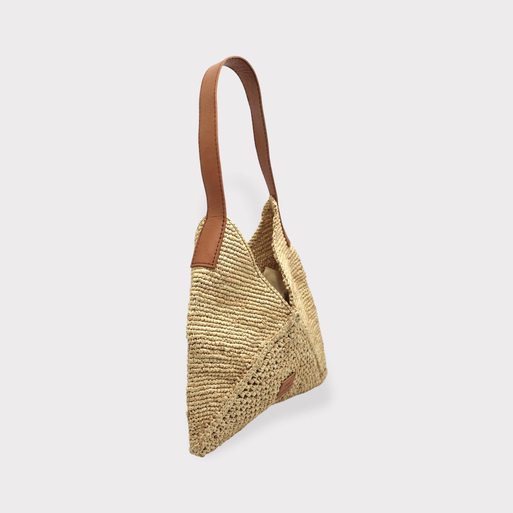 Sook Stainable - Wholesale Beach Bag - Vanda - Handmade Raffia Crochet V-cut Shoulder Bag M2