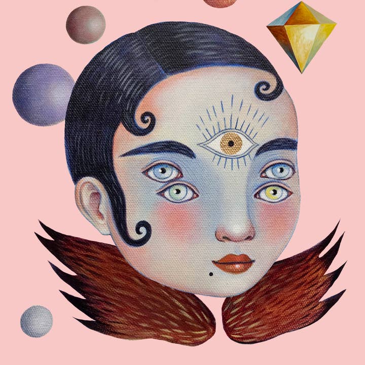 Isabelle Bryer Art - Wholesale Everyday Greeting Card - Space Guardian Angel Card – Surreal Celestial 5"x7" Art