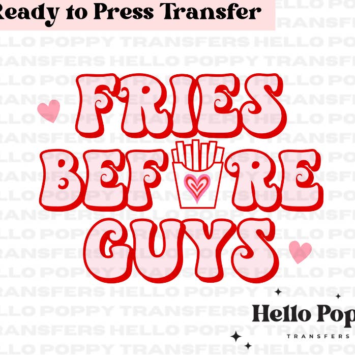 Fries Before Guys DTF-transfer in kleur voor wholesale door Hello Poppy Transfers