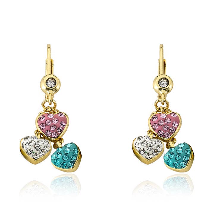 Heart Of Jewels Crystal Dangle Heart Earring for wholesale by Little Miss Twin Stars