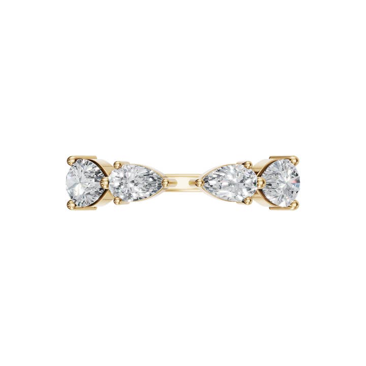 Anel Aberto de Diamante em Ouro 14k, Anel de Punho, Anel de Diamante para Empilhar por atacado de PureYou Jewelry