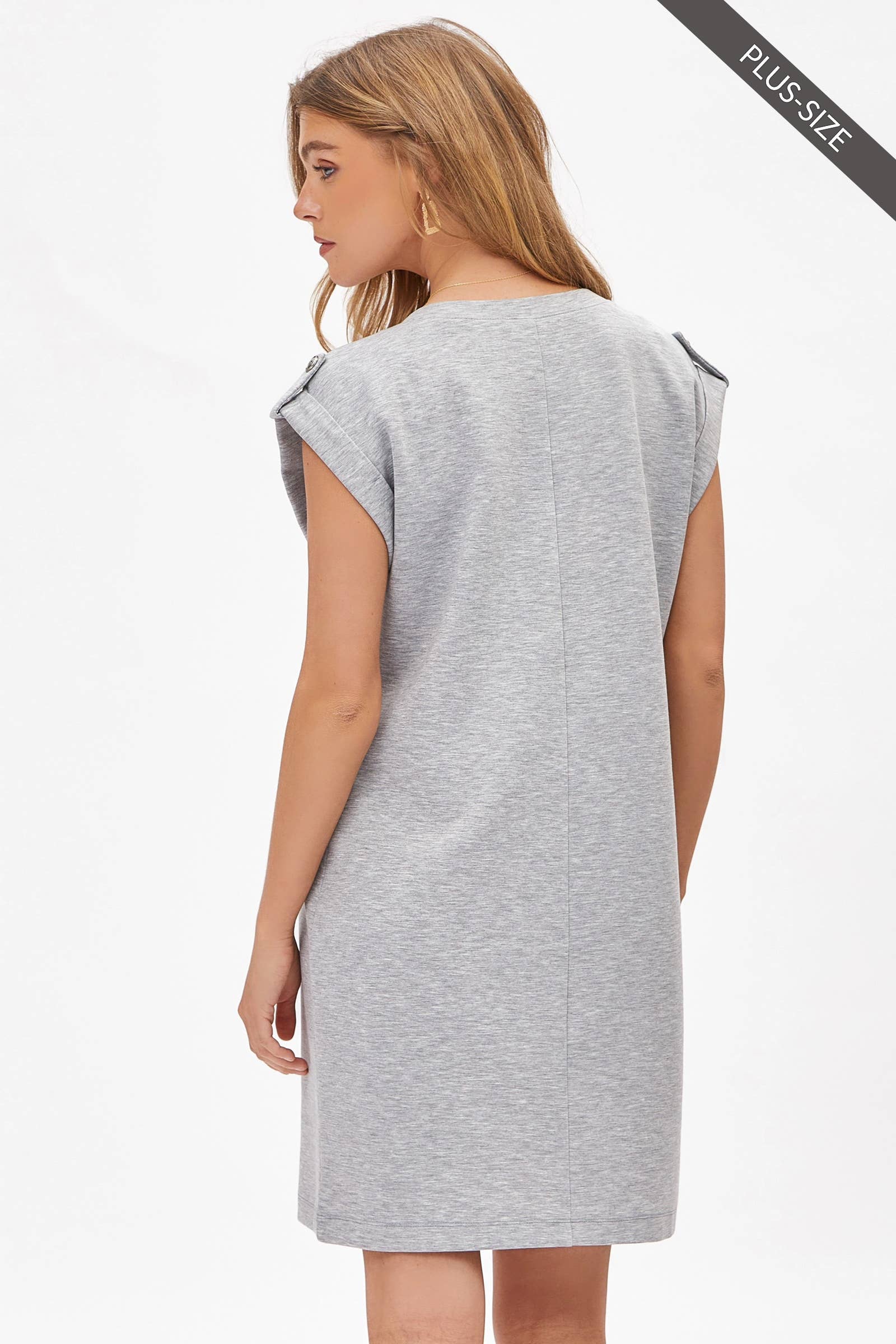 Dear Scarlett – Großhandel Kleid – Damen – Plus-Size A-Linien-Kleid aus Scuba Modal mit Kappärmeln TRV-RETREATP18