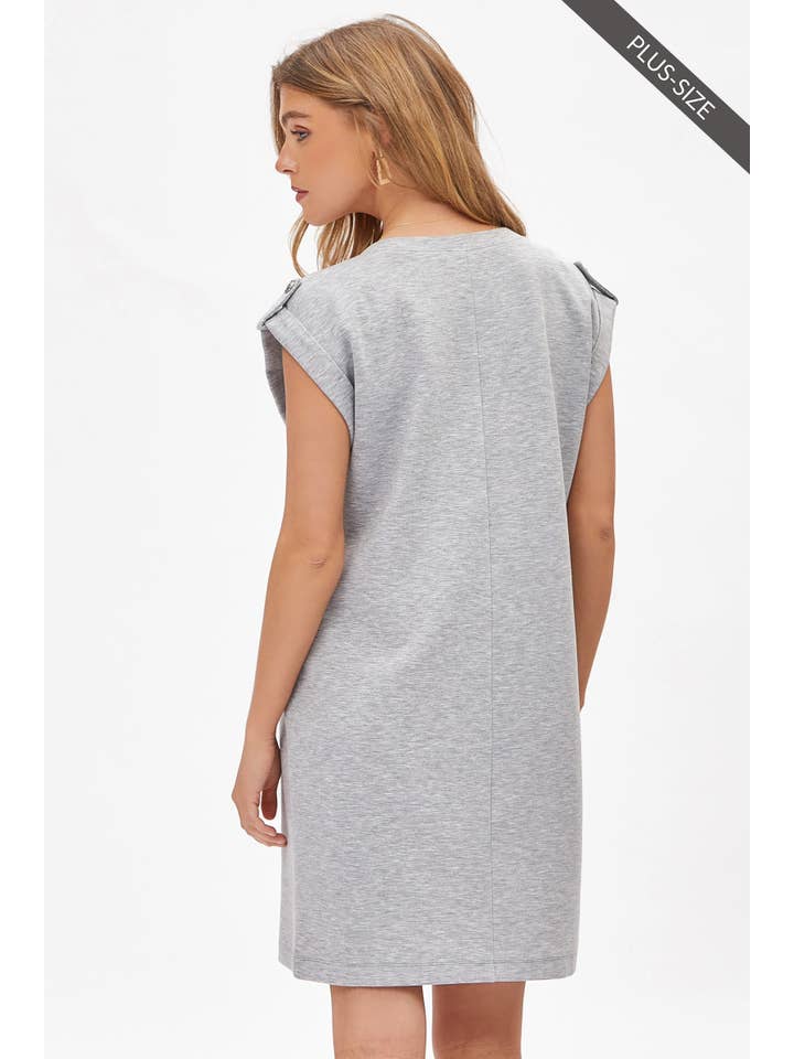 Dear Scarlett – Großhandel Kleid – Damen – Plus-Size A-Linien-Kleid aus Scuba Modal mit Kappärmeln TRV-RETREATP18