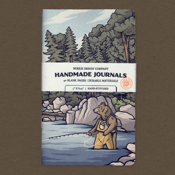 Norris Design Company - Wholesale Journal/Diary - Fly Fishing BearJournal | Handmade Journal0