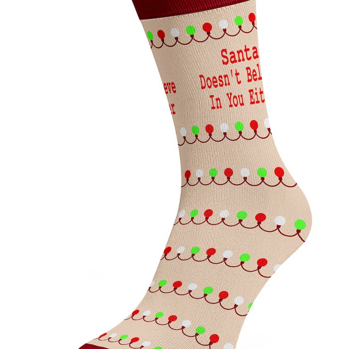 Calzini natalizi divertenti Babbo Natale non crede in te per la vendita all'ingrosso da parte di Barrel Down South