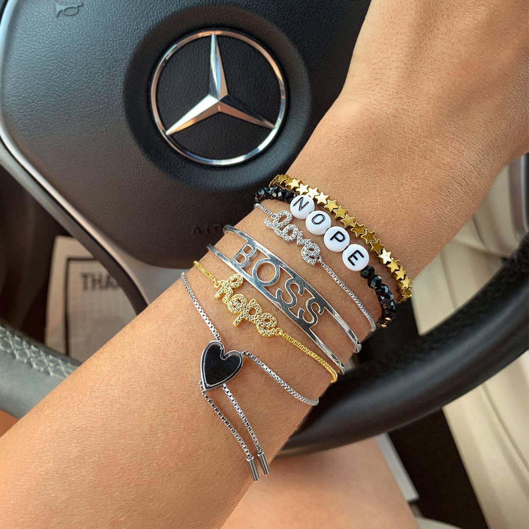 Adornia – Engroshandel Armbånd med vedhæng – Heart Bolo Armbånd sølv guld2