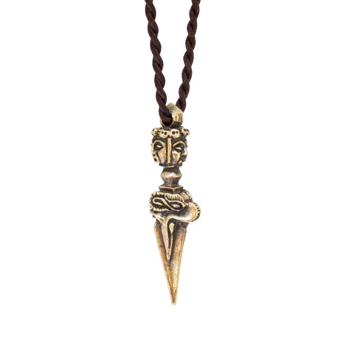 Artschatz LLC - Wholesale Pendant/Charm Necklace - Kila Phurba Dagger with Three Buddha Heads Brass Pendant Necklace
