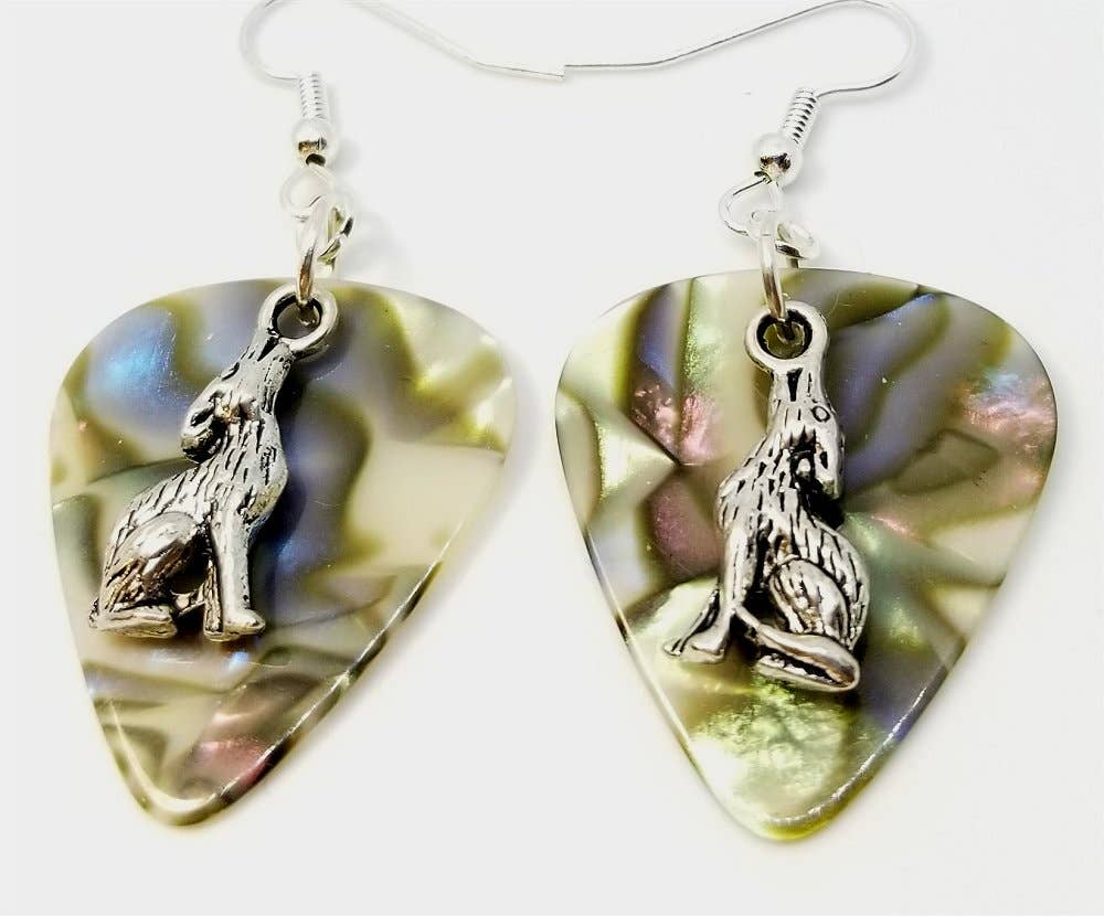 Simply Raevyn - Wholesale Dangle Earrings - Wolf Charm Guitar Pick Earrings24