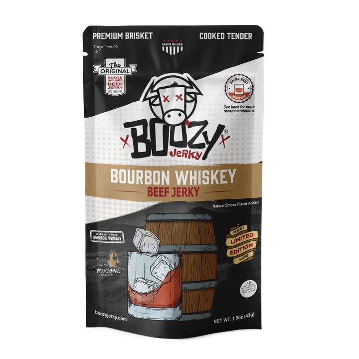 Bourbon Whiskey Beef Jerky for wholesale by Boozy Jerky
