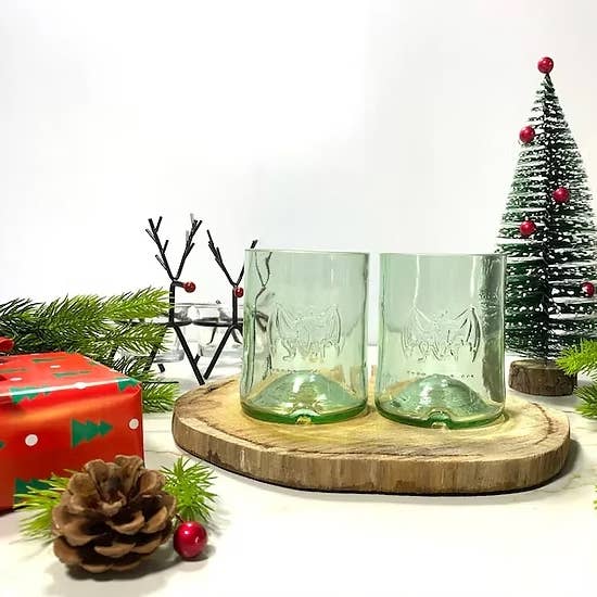 Upcycled Drinkware Set | Repurposed Rum Bottle for wholesale by WAS A BOTTLE