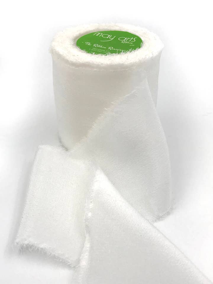 2" Undyed 100% Silk Crepe with Frayed Edge Ribbon for wholesale by May Arts Ribbon