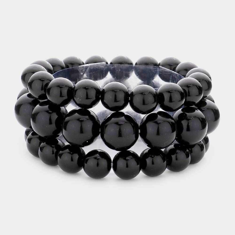 Sensibling Corp. – wholesale Beaded bracelet – 3PCS - Pearl Beaded Stretch Multi Layered Bracelets0