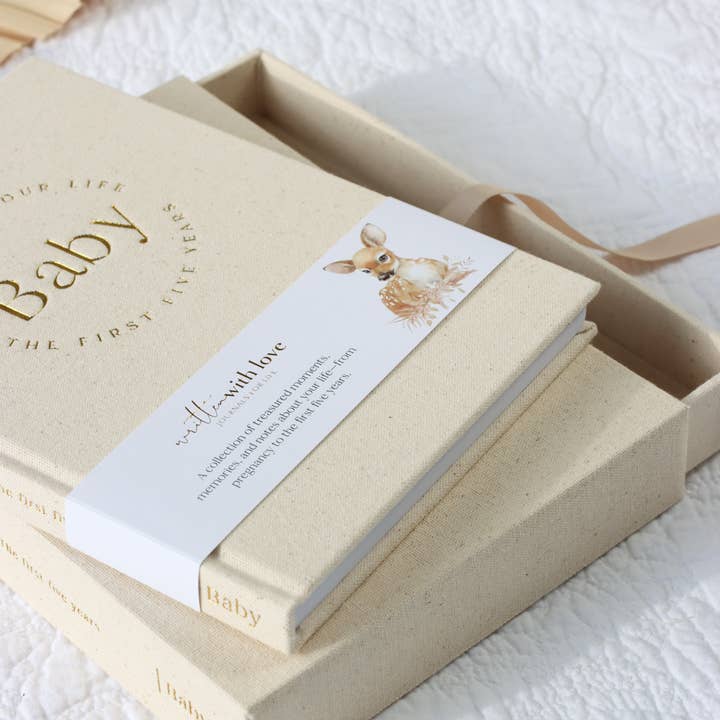 Written With Love – wholesale Memory book – Child & baby – Baby Memory Book with Keepsake Box - Oatmeal 2