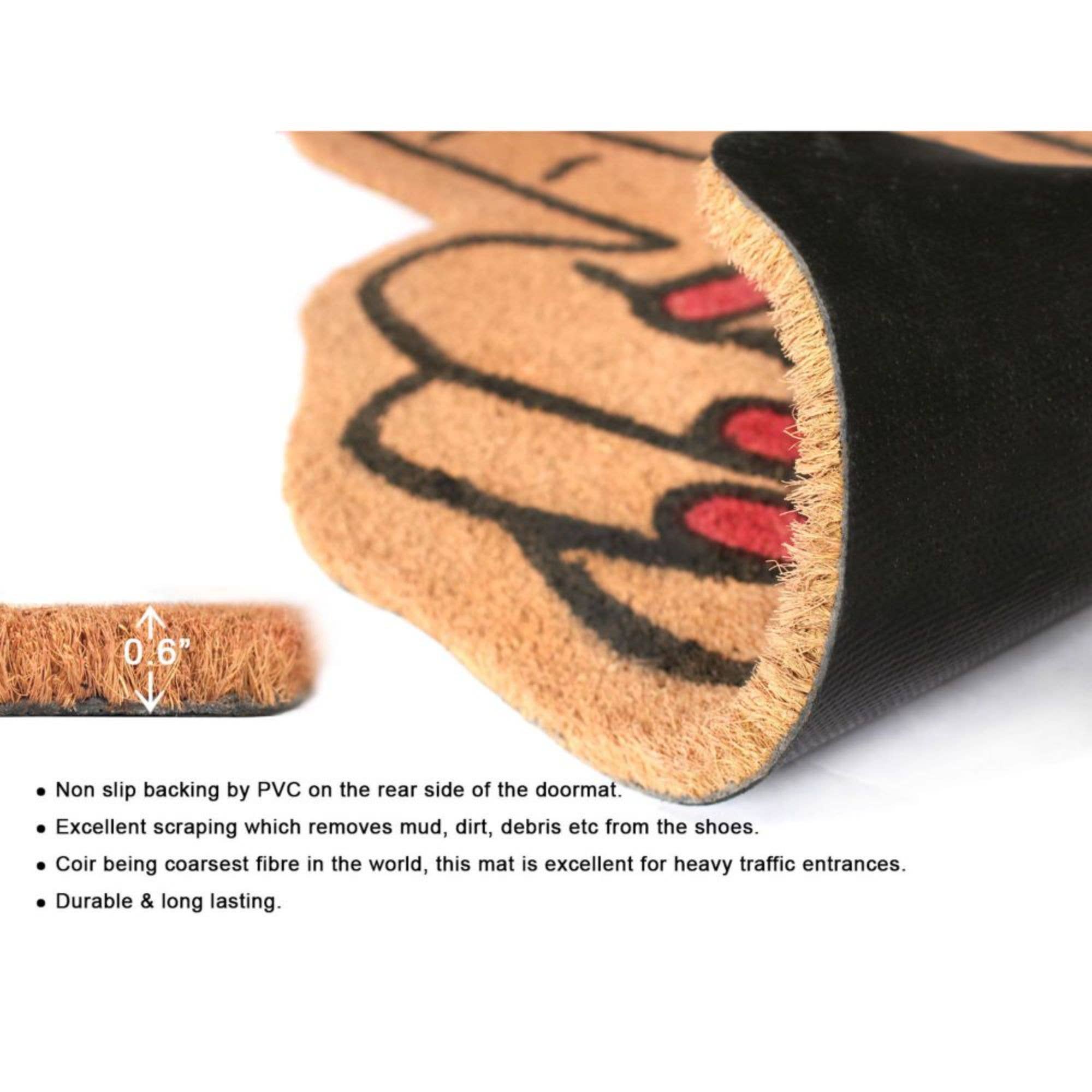 RugSmith - Vendita all'ingrosso Zerbino - Zerbino RugSmith in fibra di cocco marrone chiaro con segno di pace, 46 x 76 cm3