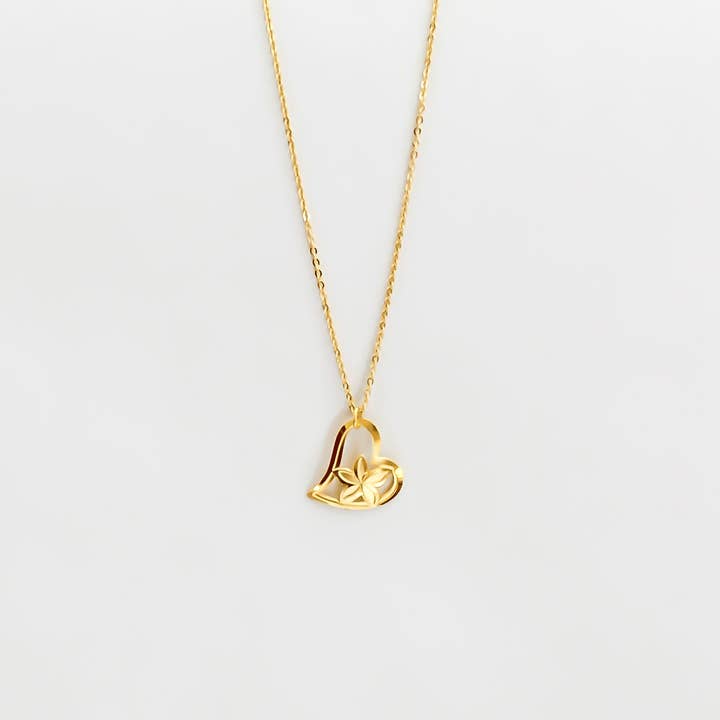 Heart Plumeria Necklace for wholesale by Leighton Lam Designs