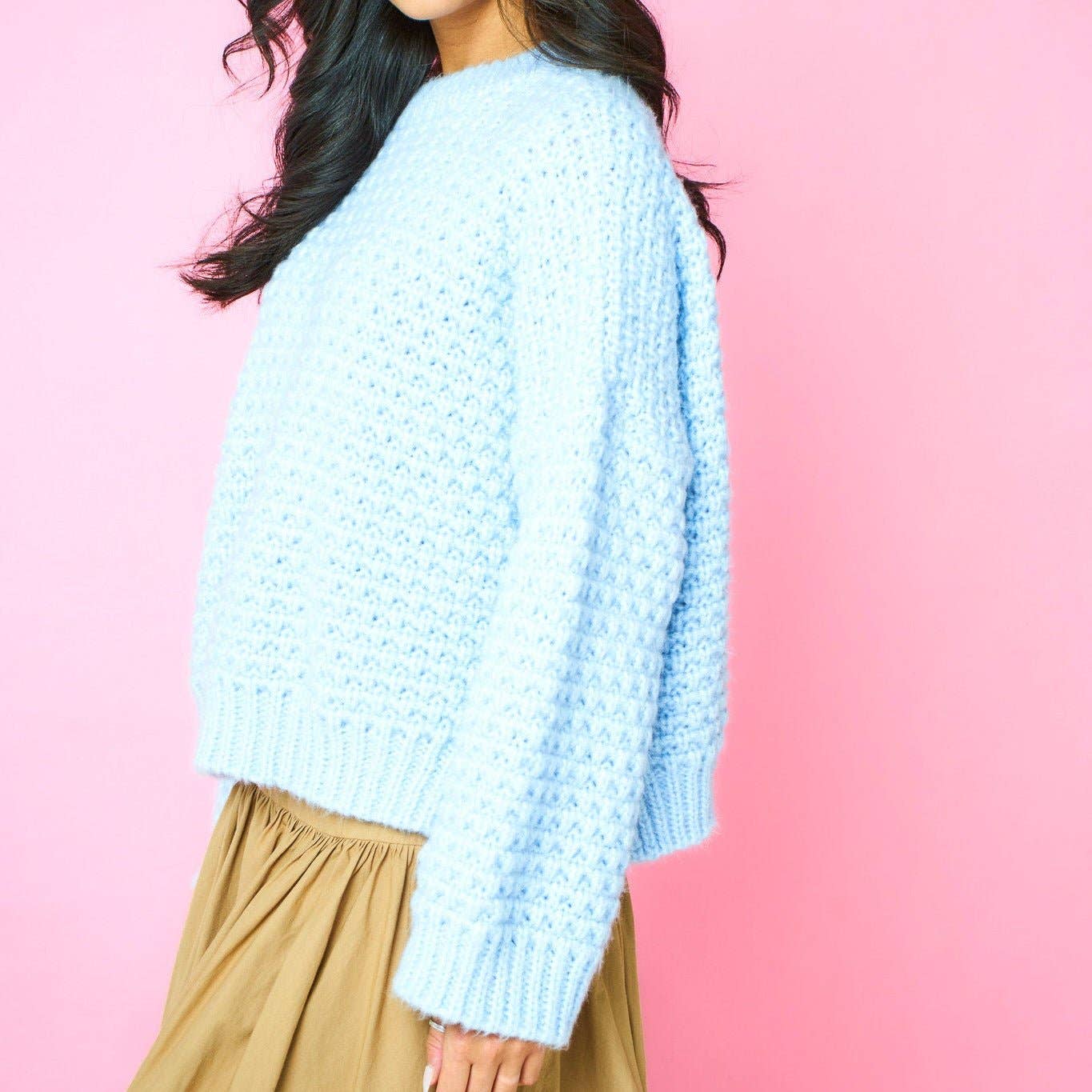 Darwin Oversized Chunky Knit Jumper Blue for wholesale on Faire2