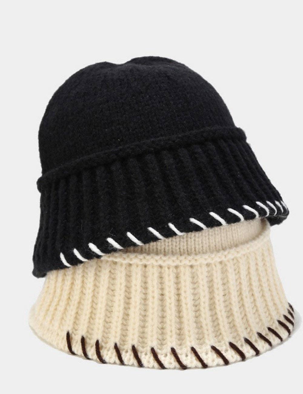 Dipped Shop - Wholesale Vissershoedje - Dames - Vintage gebreide emmerhoed in effen kleur DPKB033910