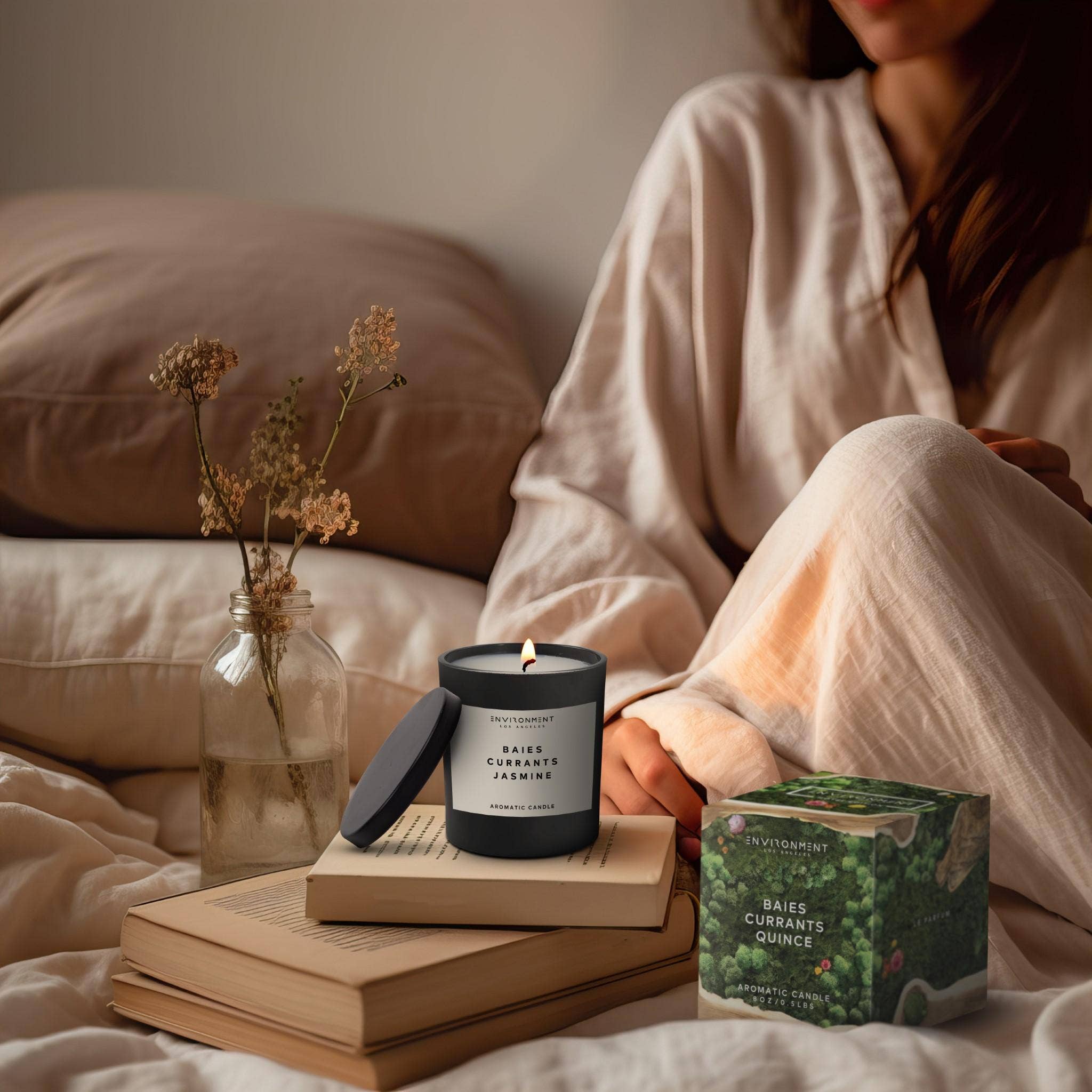 ENVIRONMENT – wholesale Jar/filled candle – 8oz Inspired by Diptyque® Candle with Lid and Box Baies | Cu10