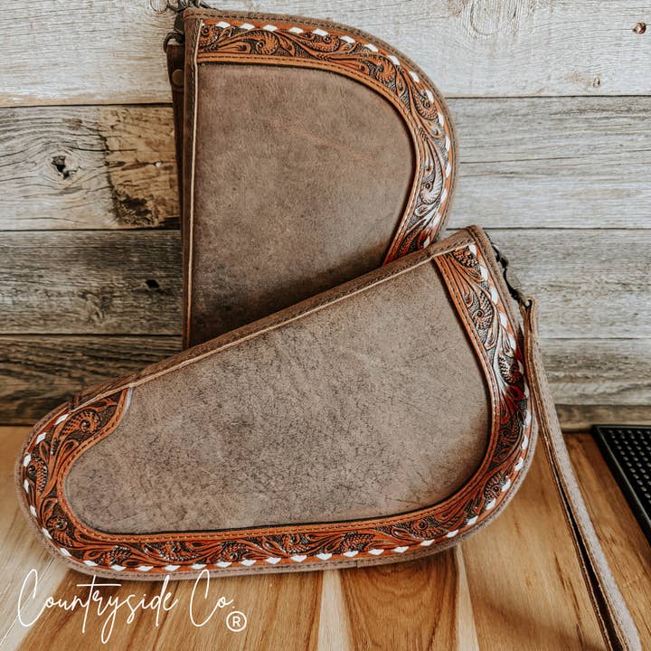 Hickory Tooled Leather 13" Carry Case for wholesale by Texas Western Cowhide Bags and More