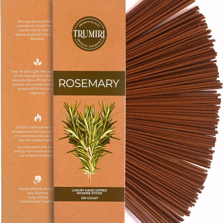 Rosemary Incense Sticks- Pack of 100 Incense Sticks for wholesale by TRUMIRI Incense Candles & Aromatherapy