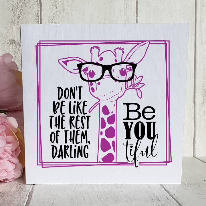 Be-YOU-tiful Giraffe Card - Positive Affirmation Card for wholesale by TM Giftware