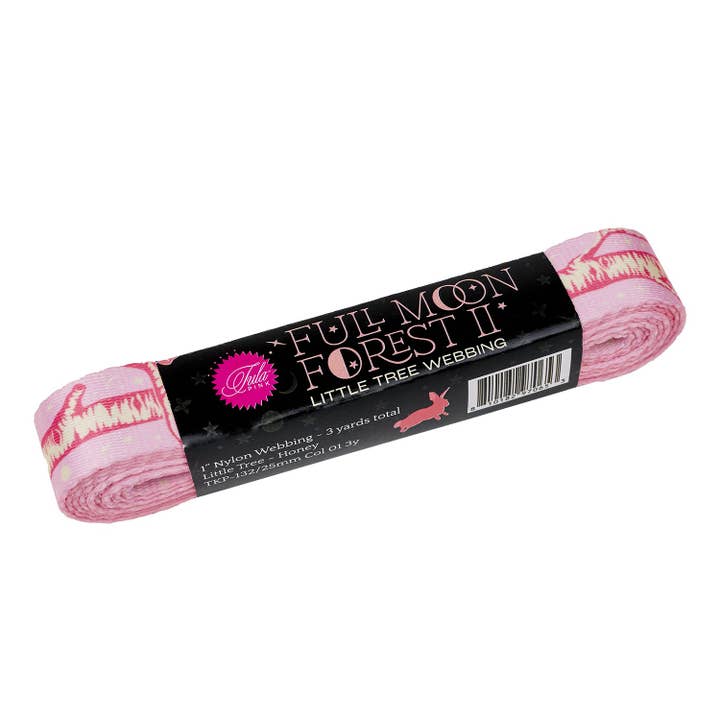 Full Moon Forest II - Little Tree Webbing in Honey - 1" width - by Tula Pink - 3 Yard Pack for wholesale by Renaissance Ribbons